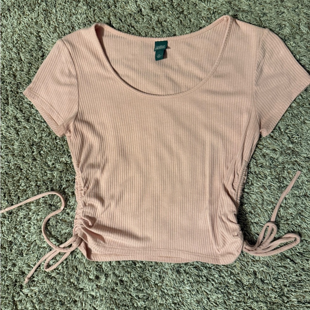 Pink Ribbed Crop Top